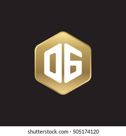 Initial letters DG rounded hexagon shape gold modern logo