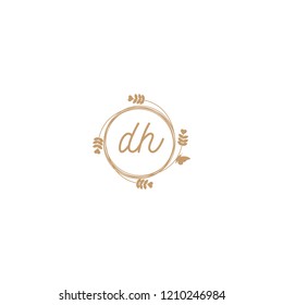 initial letters dh lowercase beauty spa logo design, with flower, love and butterfly illustration