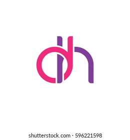 Initial letters dh, round linked chain shape lowercase logo modern design pink purple