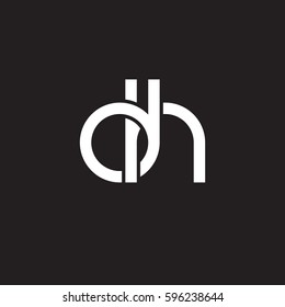 Initial letters dh, round linked chain shape lowercase logo modern design white black background