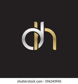 Initial letters dh, round linked chain shape lowercase logo modern design silver gold