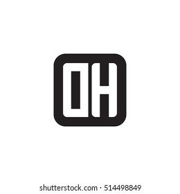 Initial letters DH rounded square shape monogram black simple logo