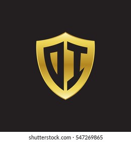 Initial letters DI, OI, shield shape gold logo