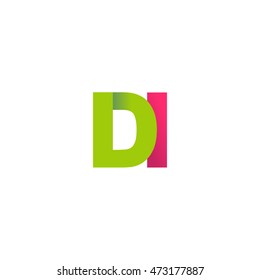 Initial letters DI overlapping fold logo green magenta