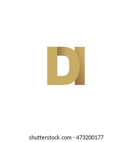 Initial letters DI overlapping fold logo brown gold