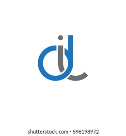 Initial letters di, round linked chain shape lowercase logo modern design blue gray