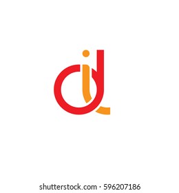 Initial letters di, round linked chain shape lowercase logo modern design red orange