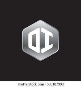 Initial letters DI rounded hexagon shape silver modern logo