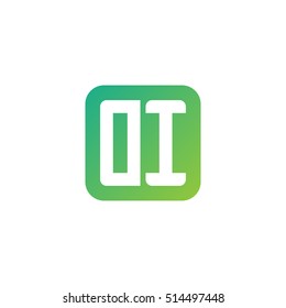 Initial letters DI rounded square shape green simple logo