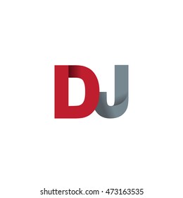 Initial letters DJ overlapping fold logo red gray