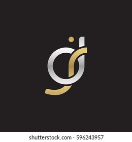 Initial letters dj, round linked chain shape lowercase logo modern design silver gold