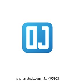 Initial letters DJ rounded square shape blue simple logo