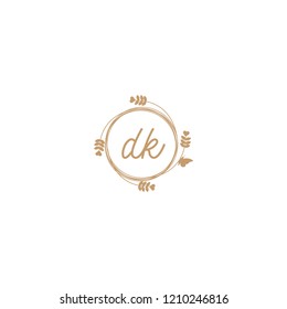 initial letters dk lowercase beauty spa logo design, with flower, love and butterfly illustration