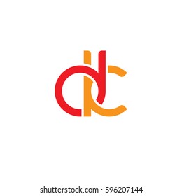 Initial letters dk, round linked chain shape lowercase logo modern design red orange