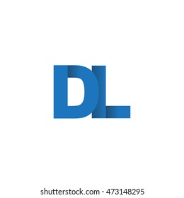 Initial letters DL overlapping fold logo blue