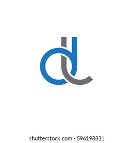 Initial letters dl, round linked chain shape lowercase logo modern design blue gray