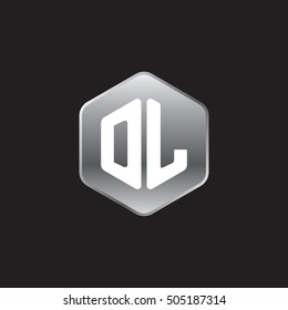 Initial letters DL rounded hexagon shape silver modern logo