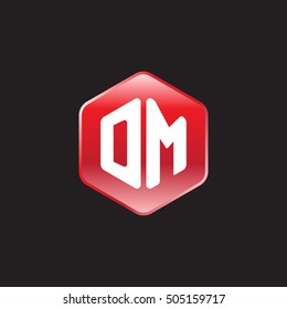 Initial letters DM rounded hexagon shape red modern logo
