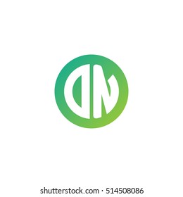 Initial letters DN circle shape green simple logo