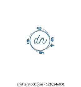 initial letters dn lowercase beauty spa logo design, with flower, love and butterfly illustration