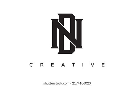 Initial letters DN, ND Monogram logo design with Creative Style alphabet symbol. DN, ND Spiral letters Universal elegant vector emblem, logotype. Graphic alphabet symbol for corporate identity