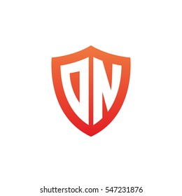 Initial letters DN, ON, shield shape red simple logo