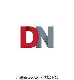 Initial letters DN overlapping fold logo red gray