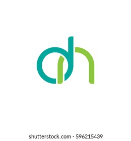 Initial letters dn, round linked chain shape lowercase logo modern design modern green