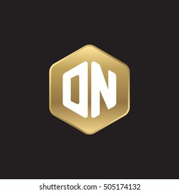 Initial letters DN rounded hexagon shape gold modern logo