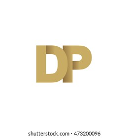 Initial letters DP overlapping fold logo brown gold