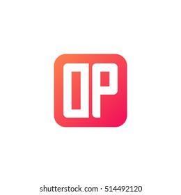 Initial letters DP rounded square shape red orange simple logo