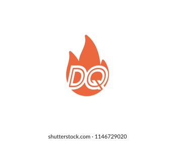 Initial letters DQ in fire. Logo vector