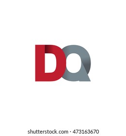 Initial letters DQ overlapping fold logo red gray