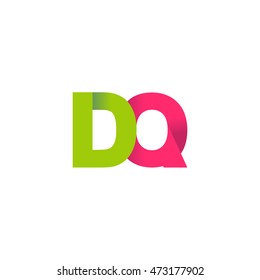 Initial letters DQ overlapping fold logo green magenta