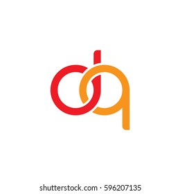 Initial letters dq, round linked chain shape lowercase logo modern design red orange