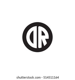 Initial letters DR circle shape monogram black simple logo