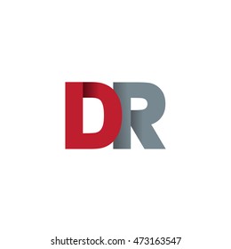 Initial letters DR overlapping fold logo red gray