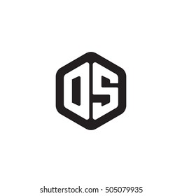 Initial letters DS rounded hexagon shape monogram black simple modern logo