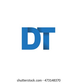 Initial letters DT overlapping fold logo blue
