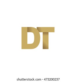 Initial letters DT overlapping fold logo brown gold