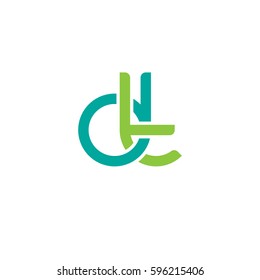 Initial letters dt, round linked chain shape lowercase logo modern design modern green