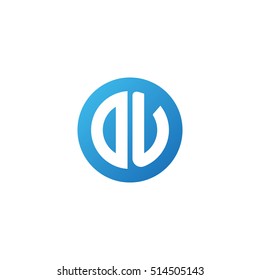 Initial letters DU circle shape blue simple logo