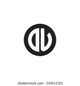 Initial letters DU circle shape monogram black simple logo