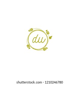 initial letters du lowercase beauty spa logo design, with flower, love and butterfly illustration