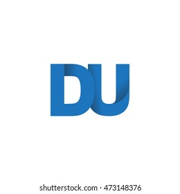 Initial letters DU overlapping fold logo blue