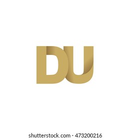 Initial letters DU overlapping fold logo brown gold