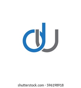 Initial letters du, round linked chain shape lowercase logo modern design blue gray