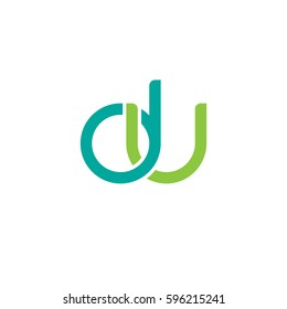 Initial letters du, round linked chain shape lowercase logo modern design modern green