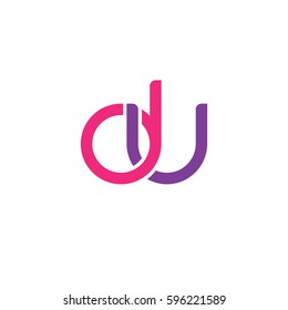Initial letters du, round linked chain shape lowercase logo modern design pink purple