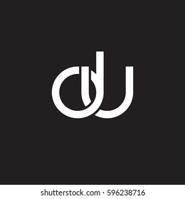 Initial letters du, round linked chain shape lowercase logo modern design white black background